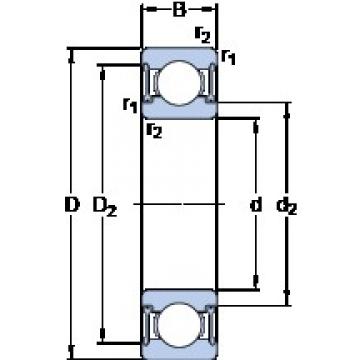 6.35 mm x 19.05 mm x 7.142 mm  SKF D/W R4A-2RZ الكرات الأخدود العميق